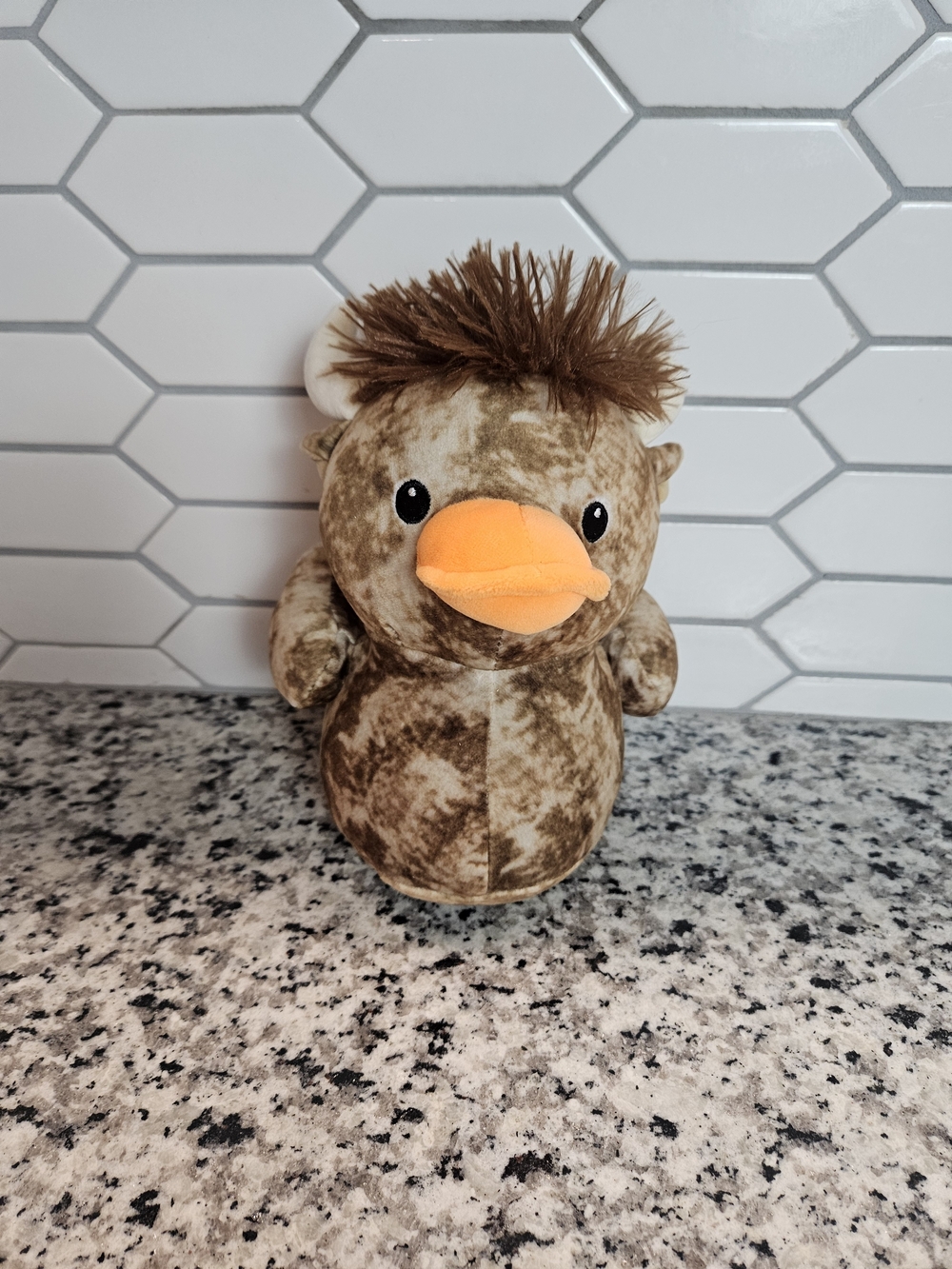 Highland Cow Duck Plush Brown Marbled Stuffed Animal